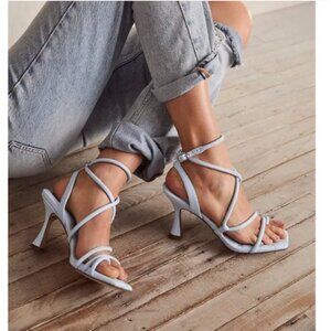 Sam Edelman Maven Blue Heel Wrap Ankle Sz 7 Never Worn! Quilted Spain Strappy